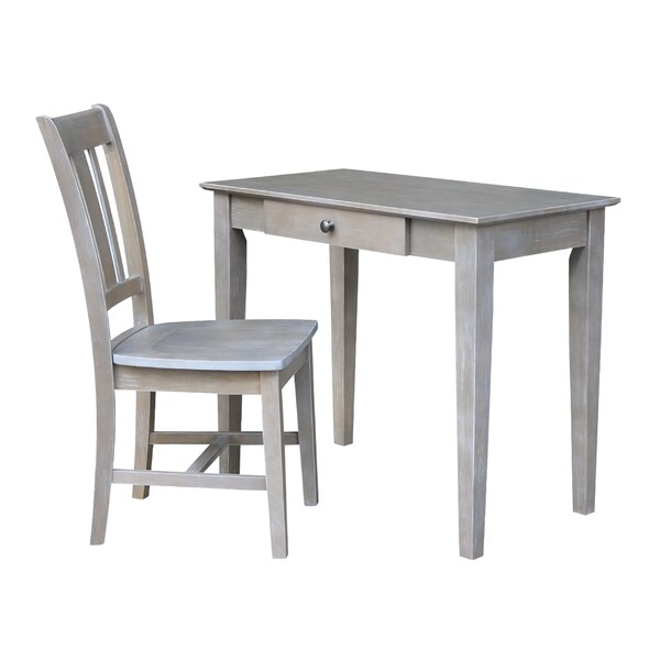 International Concepts Desk with Drawer, Small Size And Chair 20 in D X 20 H, 30 W X Hardwood, Washed Gray Taupe K09-OF-49-C10 - main